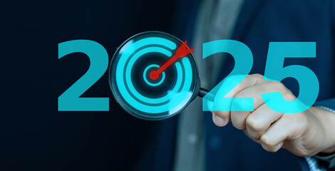 Business planning on 2025 concept, Business global, Setting goals for doing business on next year.