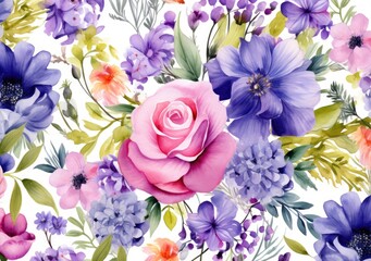 Beautiful luxury floral background with beautiful wild and garden flowers. For the design of cards, invitations, congratulations.