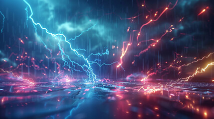 Electrical storm of digital innovation, with bolts of creativity striking the ground of technology, igniting the sparks of future advancements.