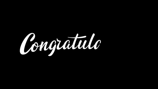 Congratulations brush text animation on transparent background