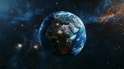 Obraz na płótnie Canvas Abstract Earth planet with the African continent and a starry space background