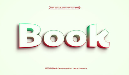 Book 3d editable premium vector text effect