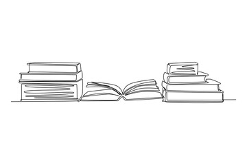 Continuous one line drawing library concept. Doodle vector illustration.