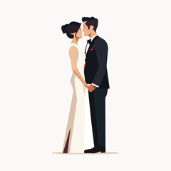 a drawing of a bride and groom in a photo.