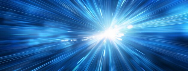 Fototapeta premium Abstract blue light speed background with rays of sun and star