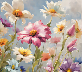 flowers in the sky background