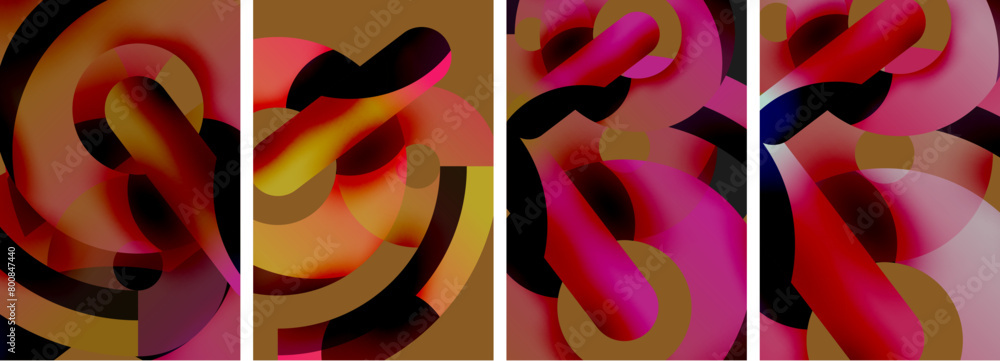 Poster a visual arts event showcasing a vibrant collage of pink and yellow swirls, creating a mesmerizing p