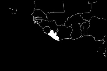 Liberia map africa black background
