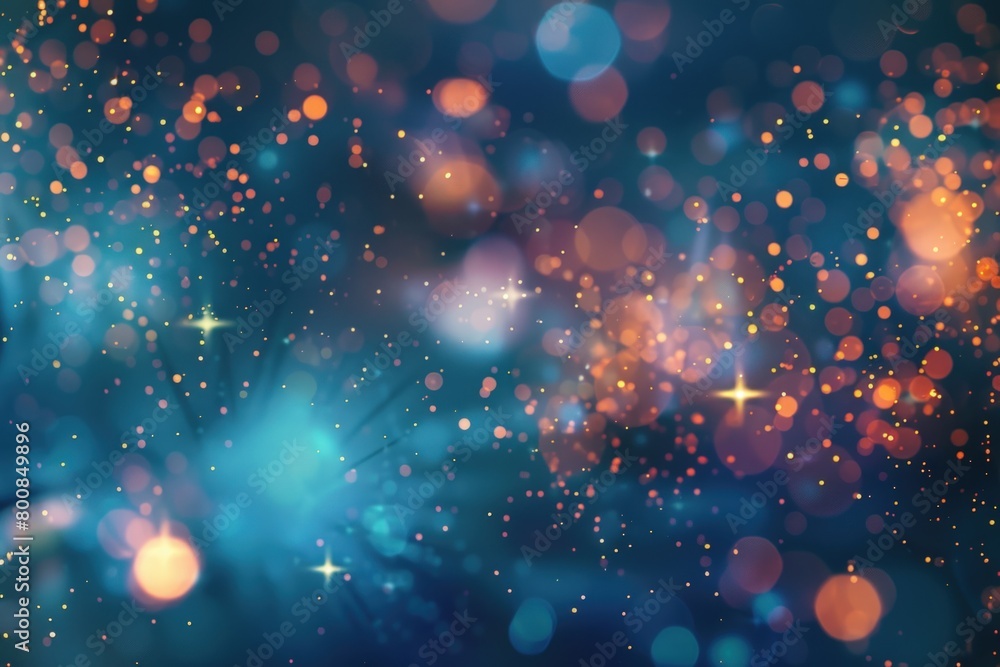 Poster new year background with fireworks on blue bokeh light. generate ai image