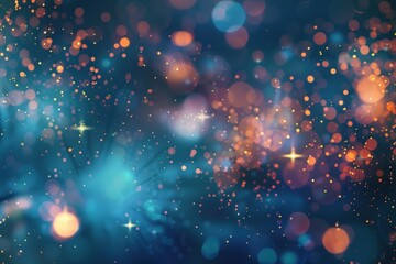 New Year background with fireworks on blue bokeh light. Generate AI image