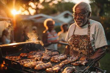 A family coming together for a delightful barbecue reunion.