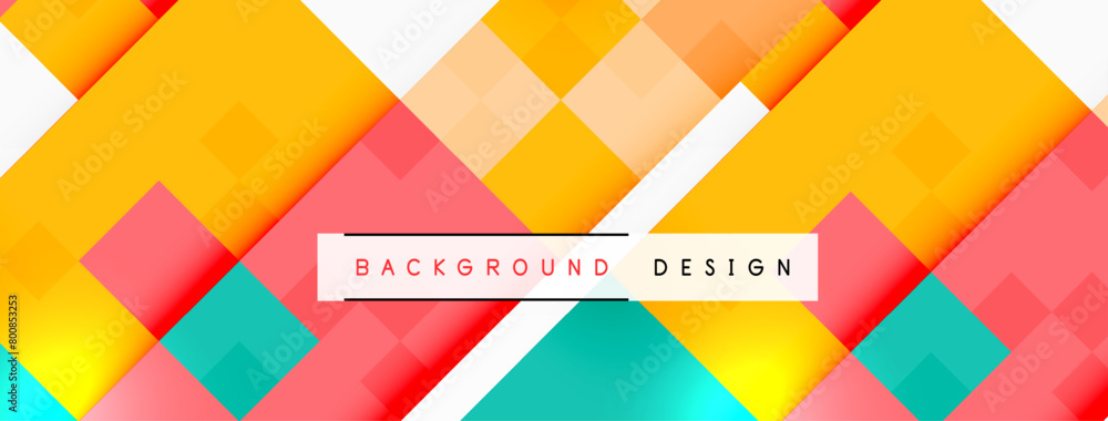 Aufkleber a vibrant artwork featuring a colorful background with squares and lines on a white backdrop, showca