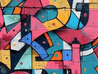 Urban Graffiti Art: Vibrant and Abstract Urban Wall Covered in Graffiti, Capturing the Dynamic Colorful Expression of Street Art