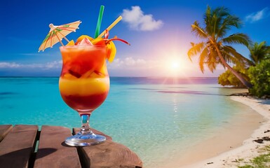 Color cocktail by the sea in summer