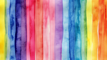 Colorful watercolor stripes in a vibrant spectrum, flowing seamlessly into each other on a textured paper.