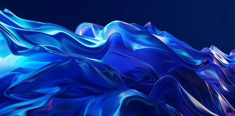 Obraz premium Abstract blue background with wavy shapes and fluid forms