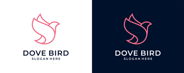 dove of peace bird logo design vector