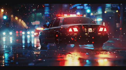 Police Car in The Night