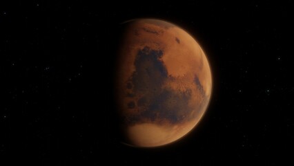 Beautiful Planet Mars Rotating in Deep Space 4K