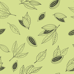 cocoa seamless pattern hand drawn doodle, vector.