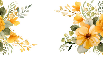 Digital vintage watercolor yellow flowers abstract graphic poster web page PPT background