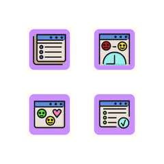 SMM research line icon set. Researching reports and reactions of users. Marketing concept. Vector illustration for web design