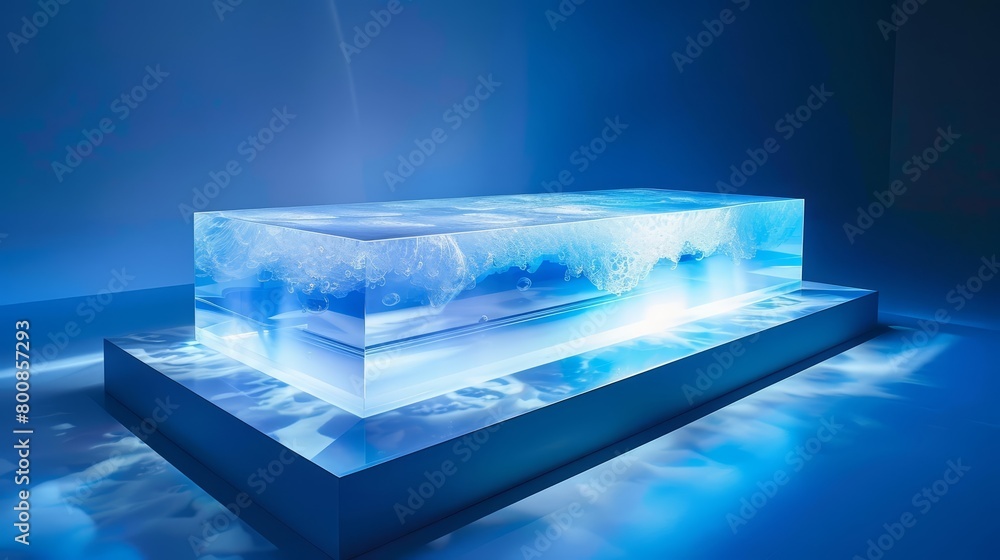Poster a large rectangular block of ice sits on a platform