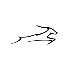 Simple line art of antelope jumping abstract black and white