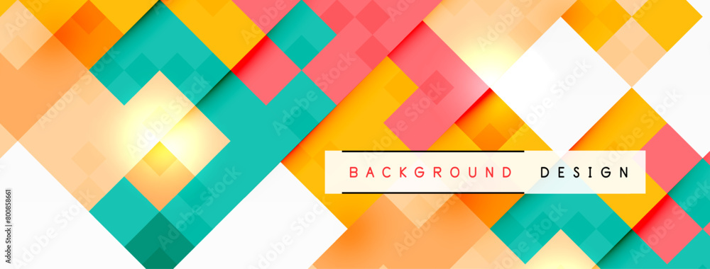Poster colorfulness and creativity come together in this textile design featuring triangles and rectangles 