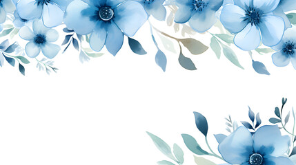 Digital vintage watercolor blue flowers abstract graphic poster web page PPT background