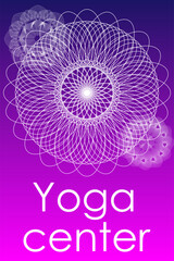 Yoga center poster. Mandala ornament. Yogi studio. Sport training. Relax and wellness. Balance exercise. Geometric line circles. Gym stretching. Meditate asana. Vector meditation banner