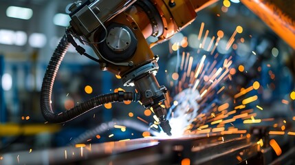 Precise Welding A Robotic Arm Assembling Automotive Parts with Industrial Expertise 