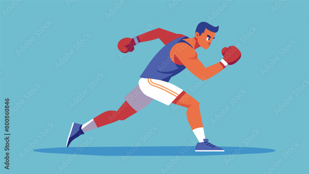 Poster a boxer practices their footwork mindfully controlling their movements and developing a strong menta