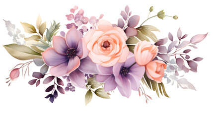 Digital vintage watercolor floral bouquet abstract graphic poster web page PPT background