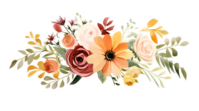 Digital vintage watercolor floral bouquet abstract graphic poster web page PPT background