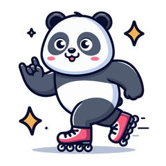 cute panda with roller blade