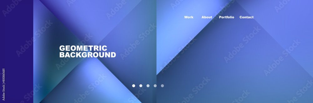 Poster An electric blue rectangular display device showing a blurred image of a triangle on the screen. The background features a building facade with a clear sky and ceiling