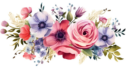 Digital vintage watercolor floral bouquet abstract graphic poster web page PPT background