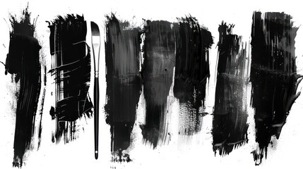 set of black brush stroke