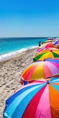 umbrella on a beach with blue sky