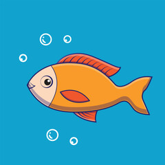 Fish sea animal orang color cute