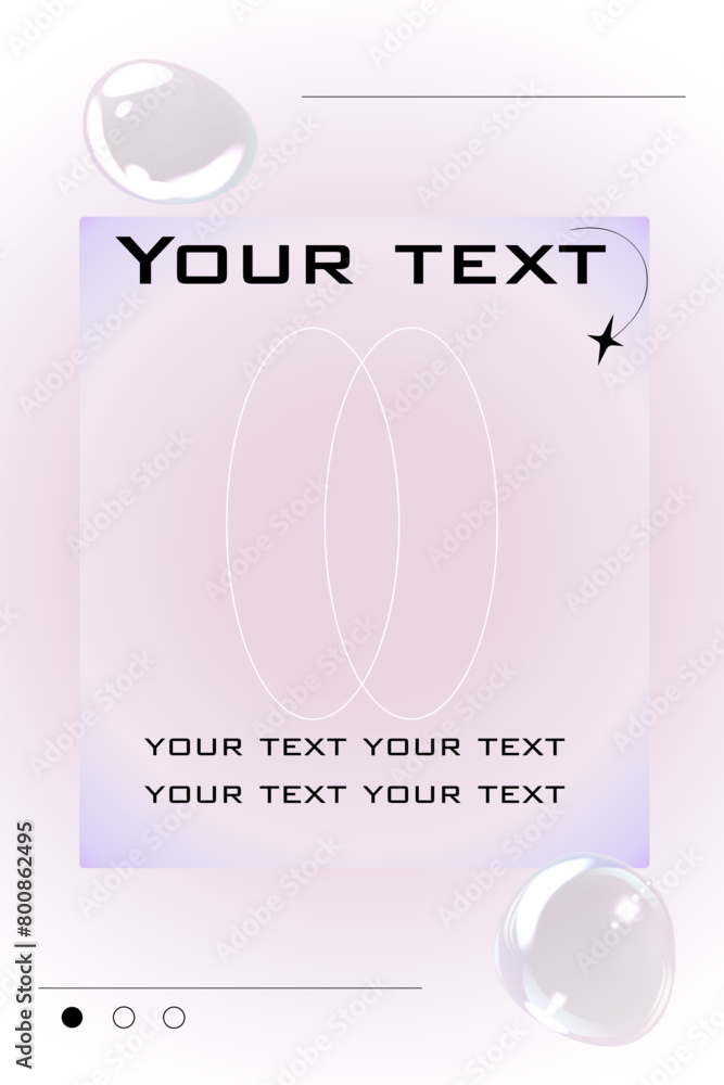 Poster bubble poster. transparent realistic soap spheres, empty copy space for text, cover or vertical bann