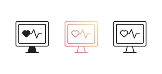 Electrocardiogram icon design with white background stock illustration