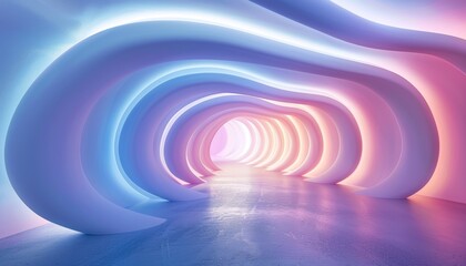 Abstract Tunnel with Vibrant Gradient Colors and Soft Ambient Lighting