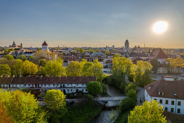 Naklejka premium Aerial spring view of Vilnius old town, Lithuania