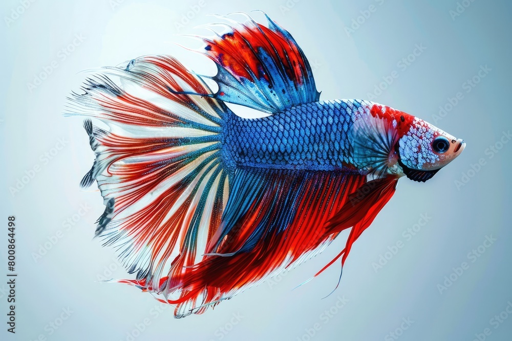 Wall mural Multi color Siamese fighting fish, Betta splendens in nature background aquarium , Generative AI Technology