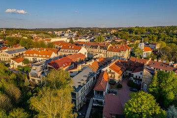 Aerial spring view of Uzupis district, Vilnius old town, Lithuania