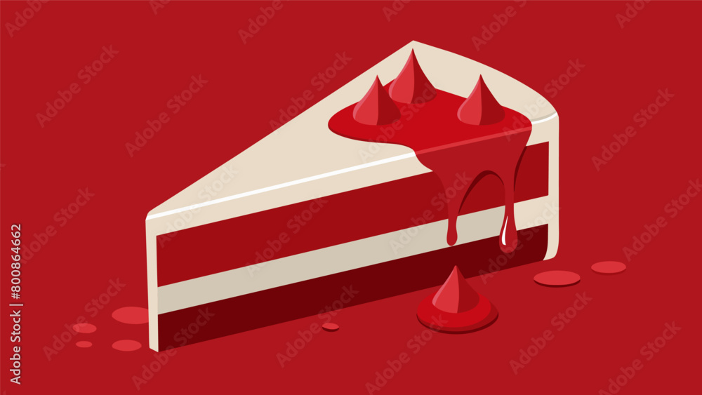 Poster a slice of decadent red velvet cake with its deep red hue symbolizing the sweat and tears shed by an