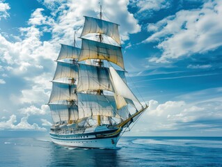 a tall ship under sail - obrazy, fototapety, plakaty