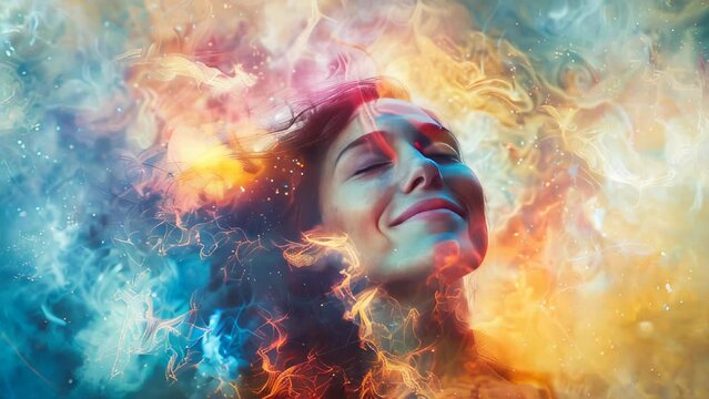 Higher consciousness personified in a smiling young woman